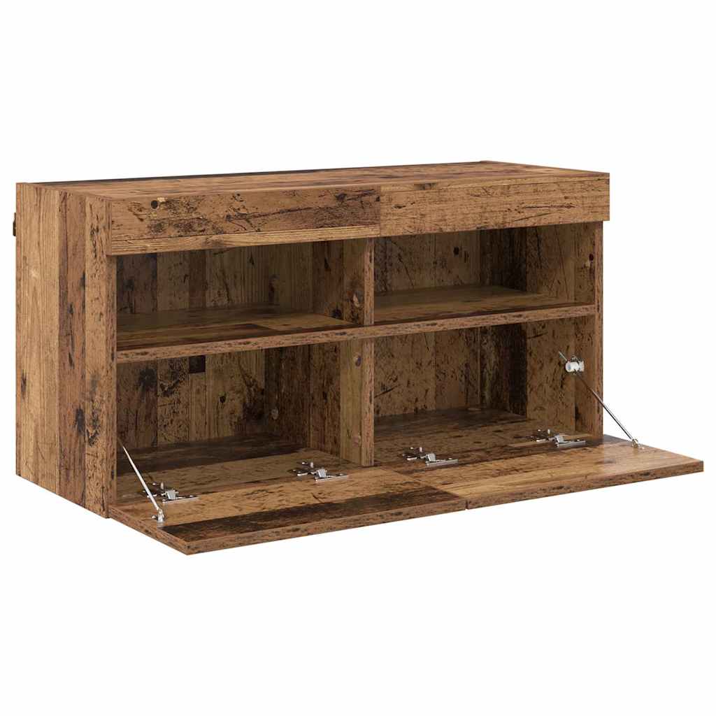Mobile TV da parete con LED Legno vecchio 80 x 30 x 40 cm
