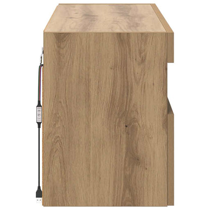 Mobile TV da parete con LED Rovere artigianale 80 x 30 x 40 cm