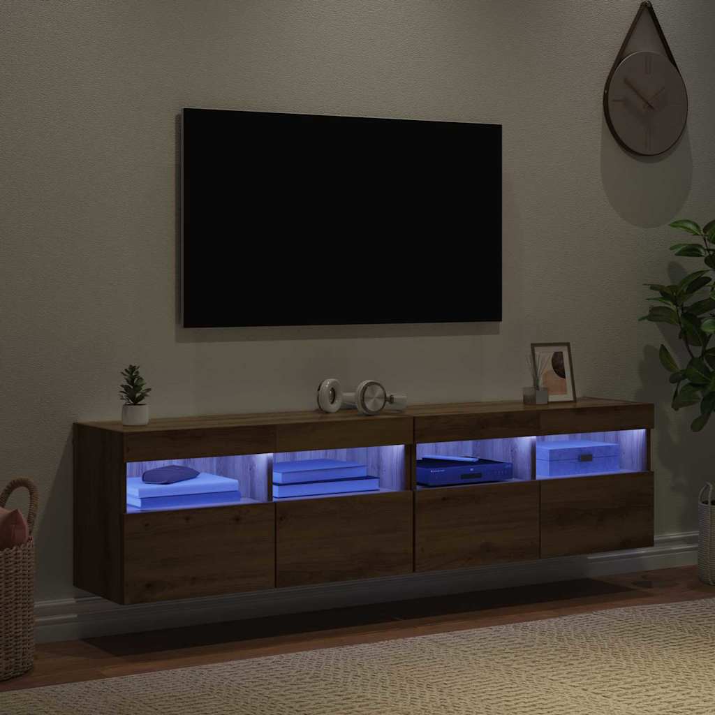 Mobiletti TV da Parete 2 pcs Rovere artigianale 80 x 30 x 40 cm