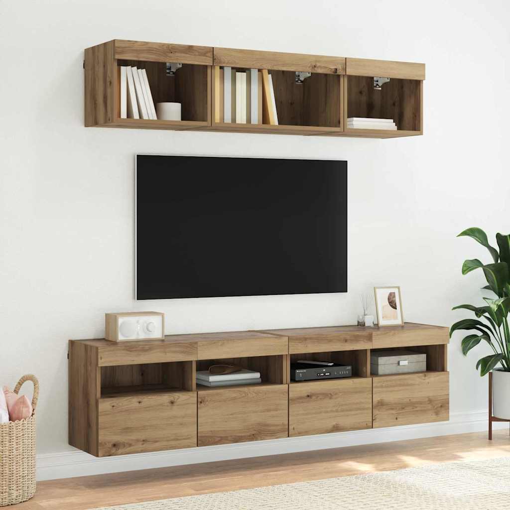 Mobiletti TV da Parete 2 pcs Rovere artigianale 80 x 30 x 40 cm