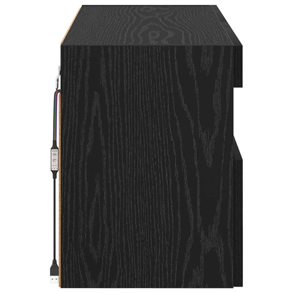 Mobile TV da parete Rovere Nero 80 x 30 x 40 cm