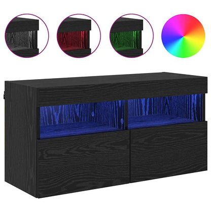 Mobile TV da parete Rovere Nero 80 x 30 x 40 cm