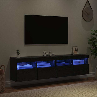 Mobiletti TV da Parete 2 pcs Rovere Nero 80 x 30 x 40 cm