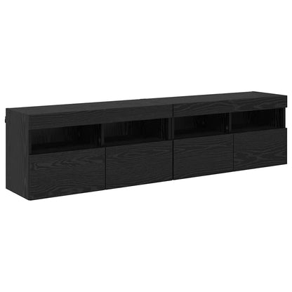 Mobiletti TV da Parete 2 pcs Rovere Nero 80 x 30 x 40 cm
