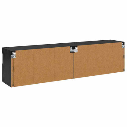 Mobiletti TV da Parete 2 pcs Rovere Nero Legno ingegnerizzato