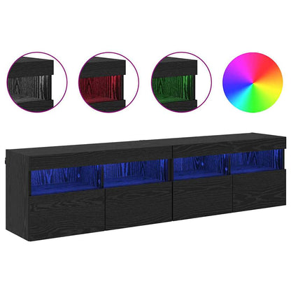 Mobiletti TV da Parete 2 pcs Rovere Nero 80 x 30 x 40 cm