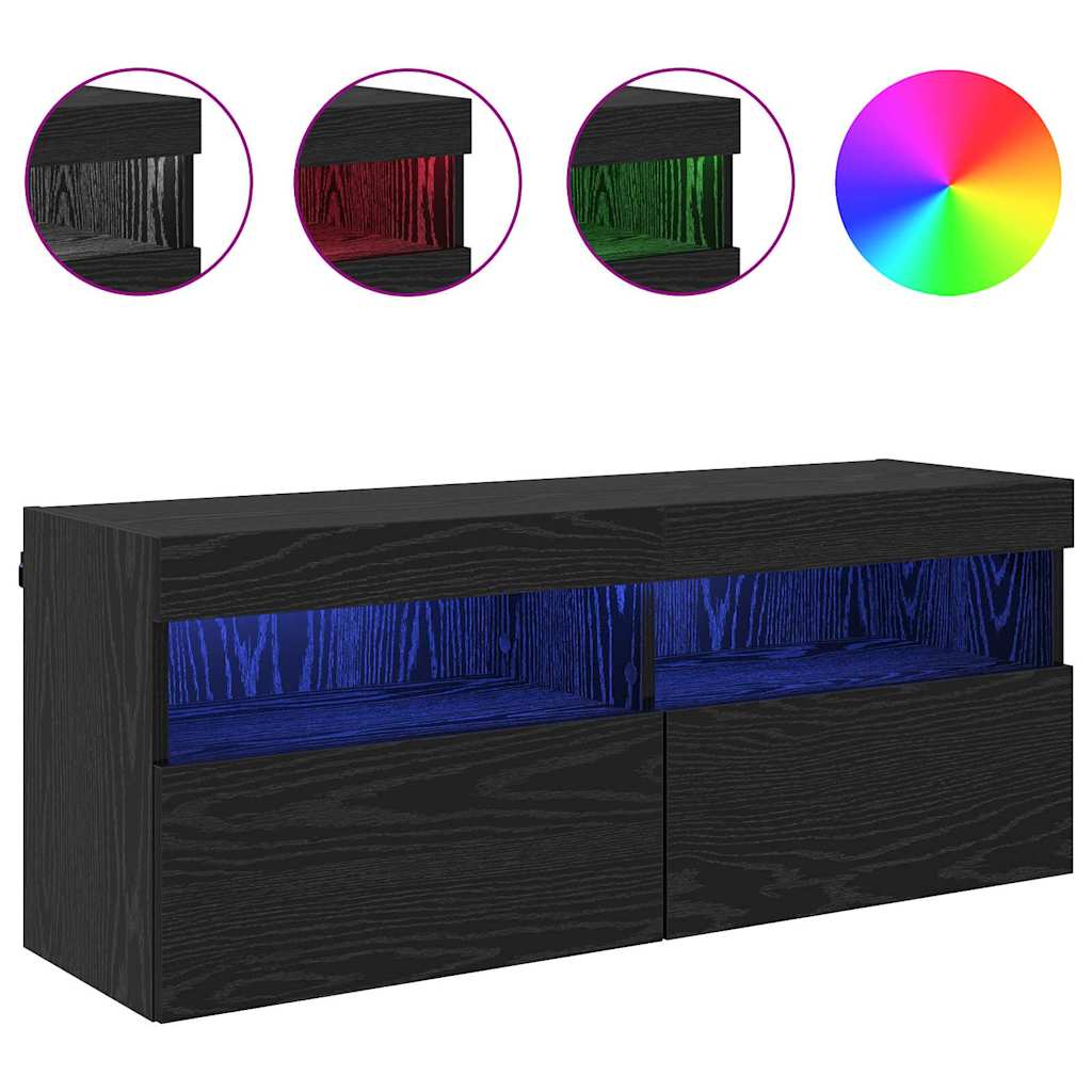 Mobile TV da parete Rovere Nero 100 x 30 x 40 cm