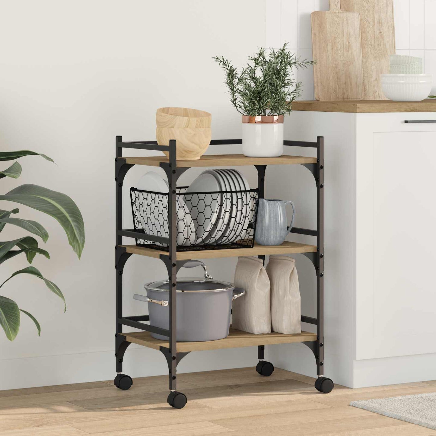 Carrello da Cucina Rovere artigianale 50 x 35 x 75.5 cm | homemem39