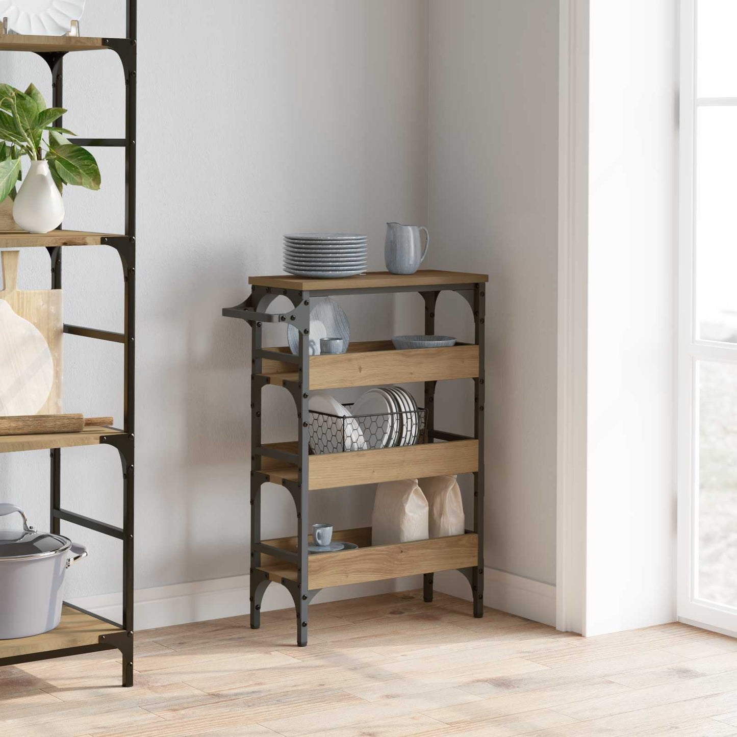 Carrello da Cucina Rovere artigianale 53 x 20 x 76 cm | homemem39