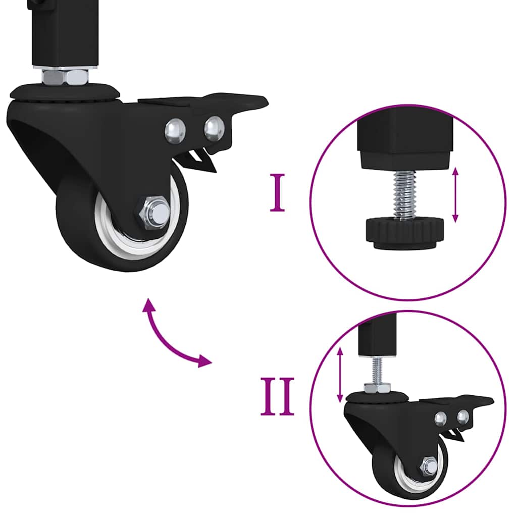 Carrello da Cucina Rovere Nero 53 x 20 x 76 cm