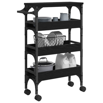 Carrello da Cucina Rovere Nero 53 x 20 x 76 cm | homemem39