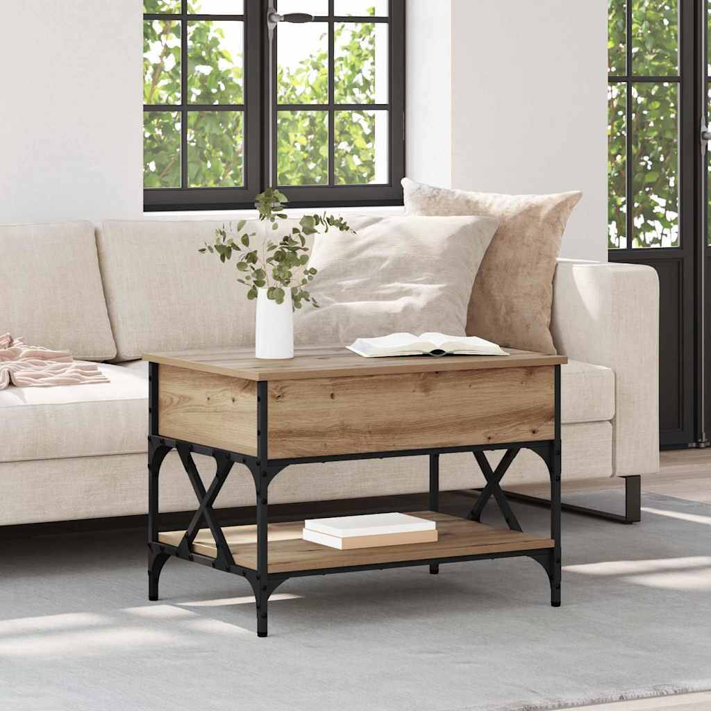 Tavolino da salotto Rovere artigianale 70x50x50cm