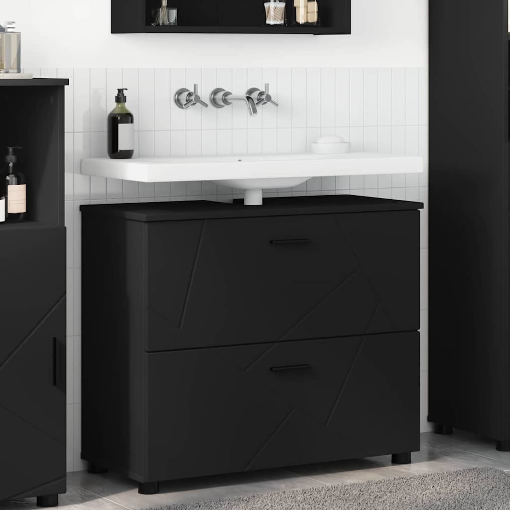 Mobile da Bagno con cassetto con porta Nero 76,5 x 35 x 64 cm