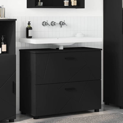 Mobile da Bagno con cassetto con porta Nero 76,5 x 35 x 64 cm