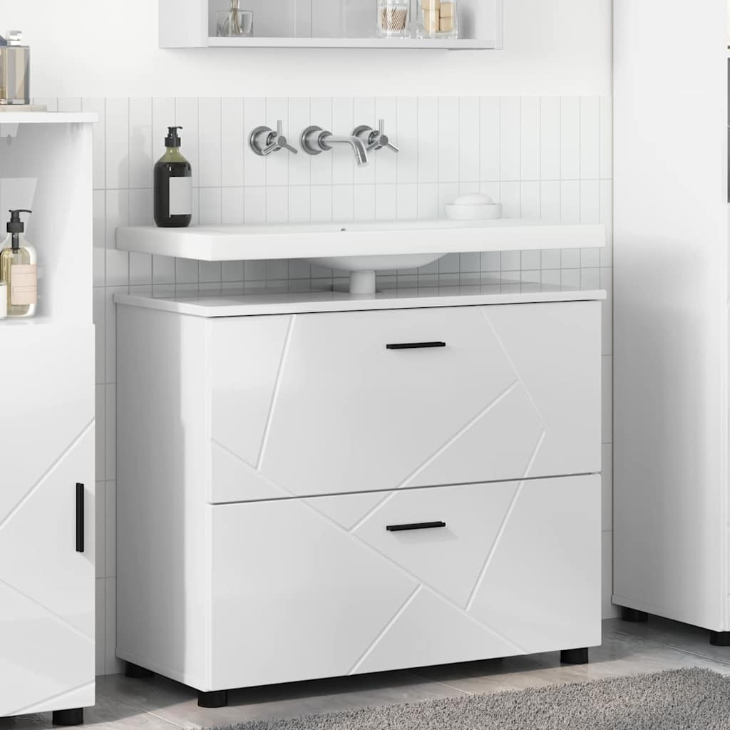 Mobile da Bagno con cassetto Bianco Lucido 76,5 x 35 x 64 cm | homemem39