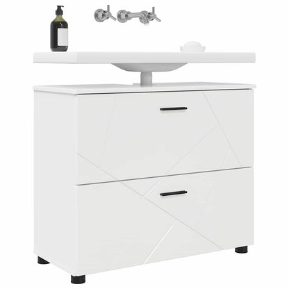Mobile da Bagno con cassetto Bianco Lucido 76,5 x 35 x 64 cm | homemem39