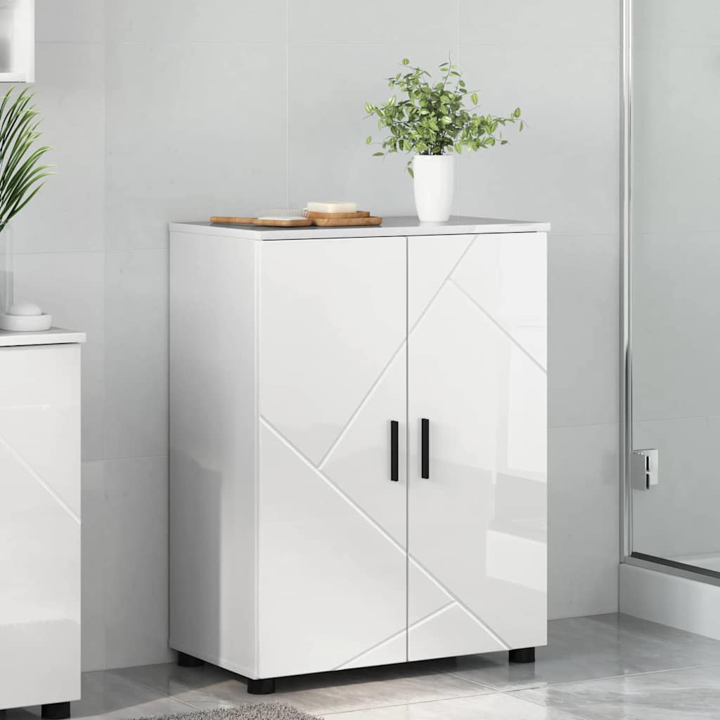 Mobile da Bagno con archiviazione Bianco Lucido 60 x 35 x 80 cm | homemem39