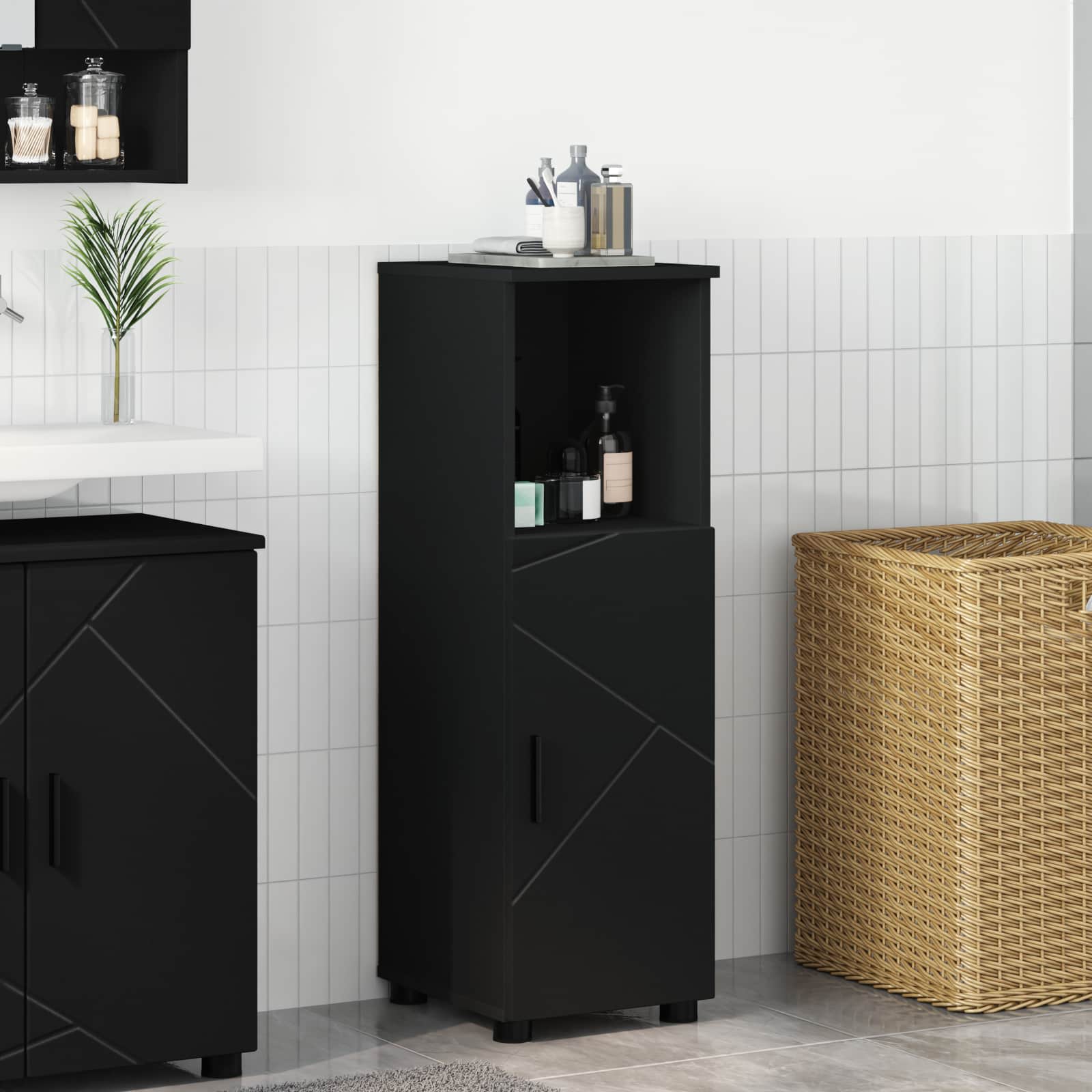 Mobile da Bagno Nero 30 x 35 x 95 cm | homemem39