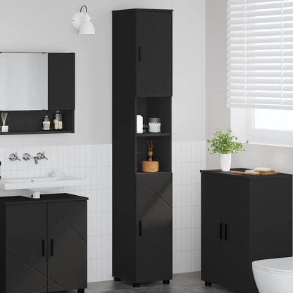 Mobile da Bagno con archiviazione Nero 30 x 35 x 192 cm