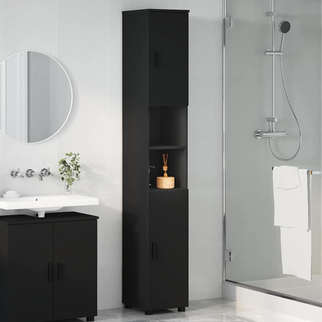Mobile da Bagno con archiviazione Nero 30 x 35 x 192 cm | homemem39