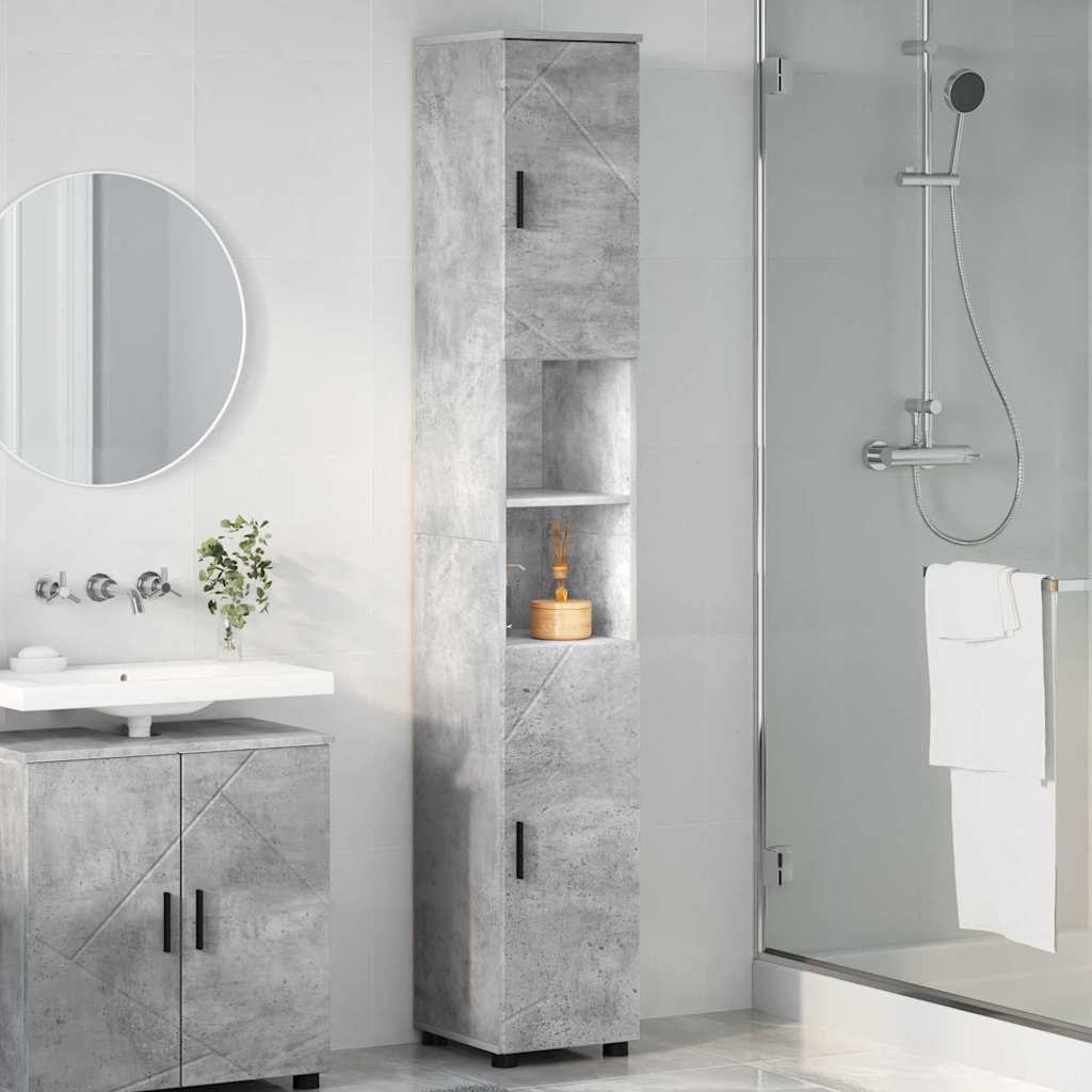 Mobile da Bagno con porta Grigio cemento 30 x 35 x 192 cm