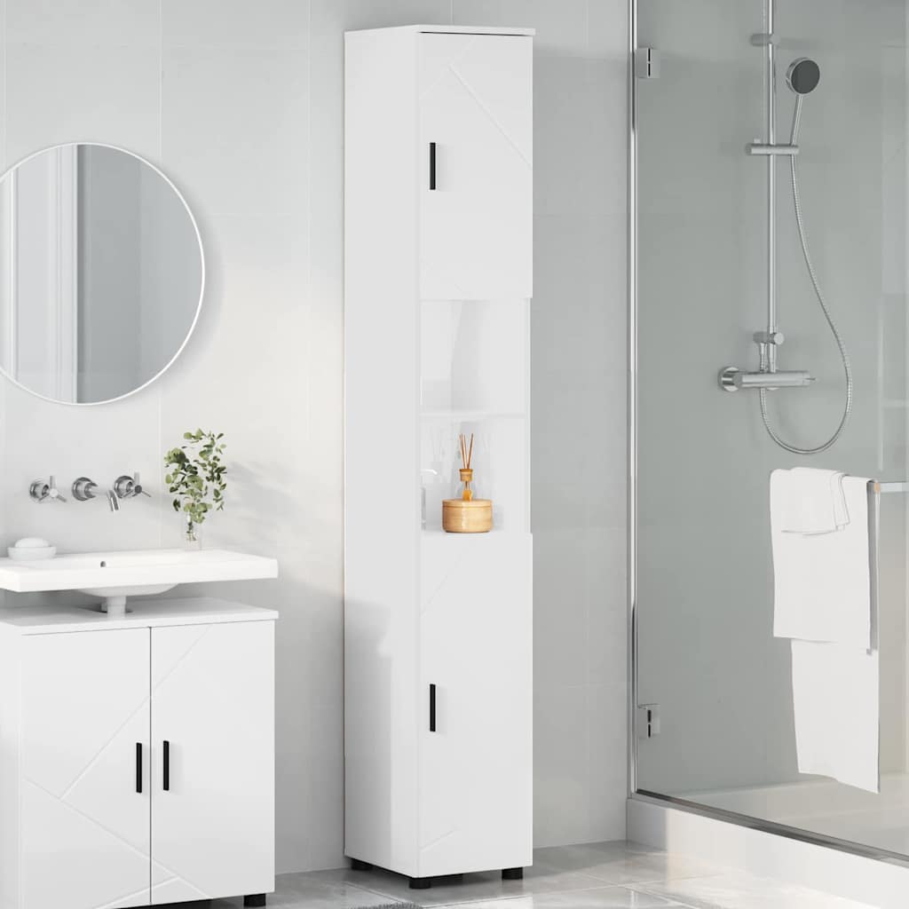 Mobile da Bagno Bianco Lucido 30 x 35 x 192 cm | homemem39