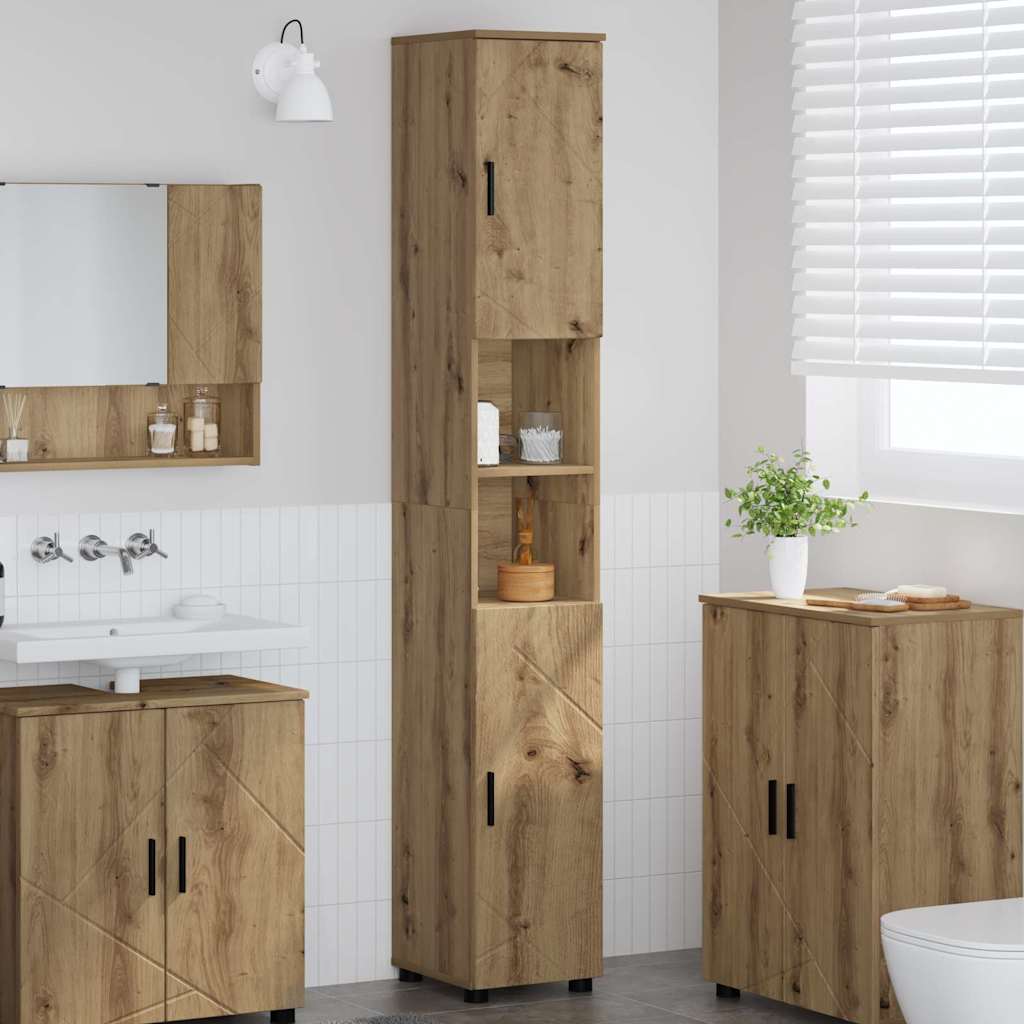 Mobile da Bagno con porta Rovere artigianale 30 x 35 x 192 cm | homemem39