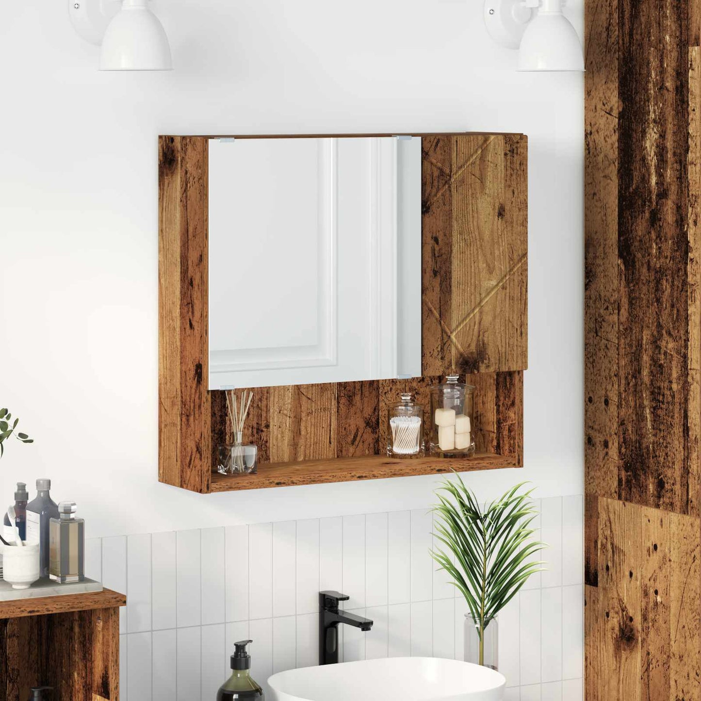 Mobiletto per specchio Legno vecchio 59 x 17 x 55 cm