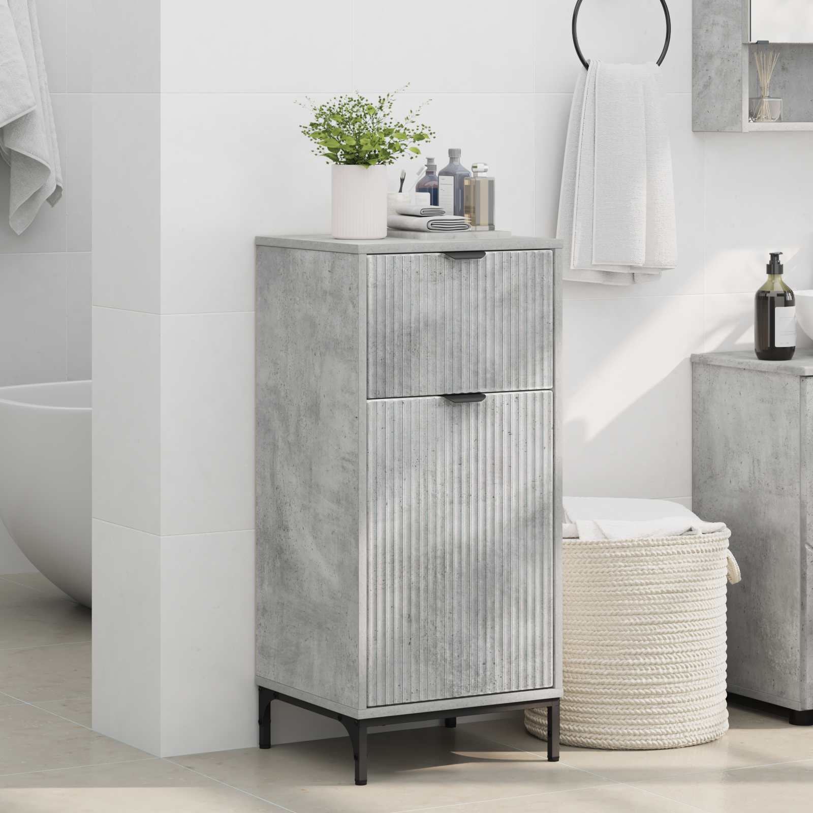 Mobile da Bagno Grigio cemento 39,5 x 36 x 88 cm | homemem39