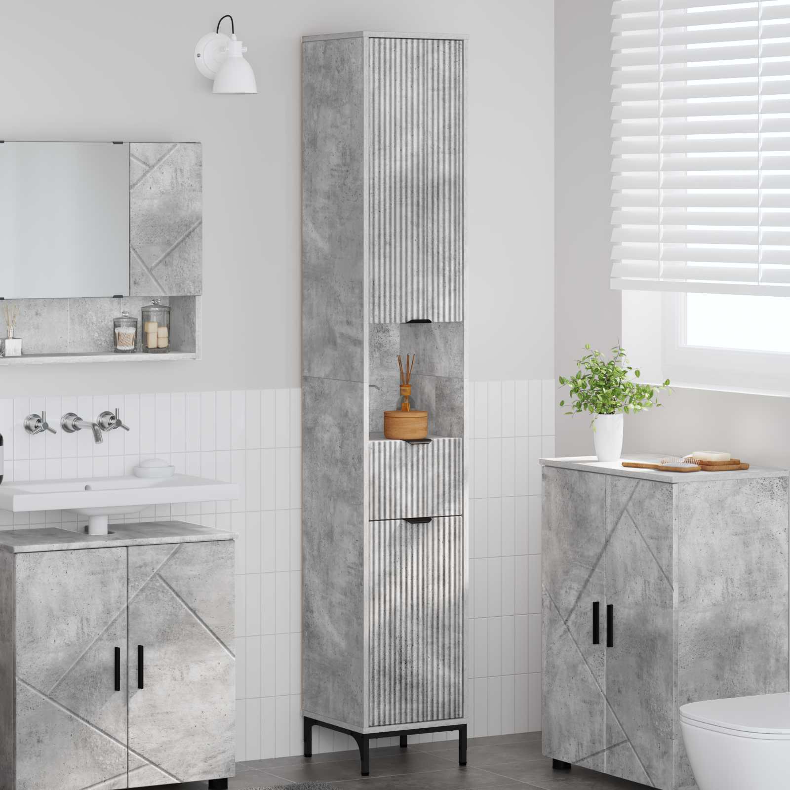 Mobile da Bagno Grigio cemento 31,5 x 33 x 190 cm | homemem39