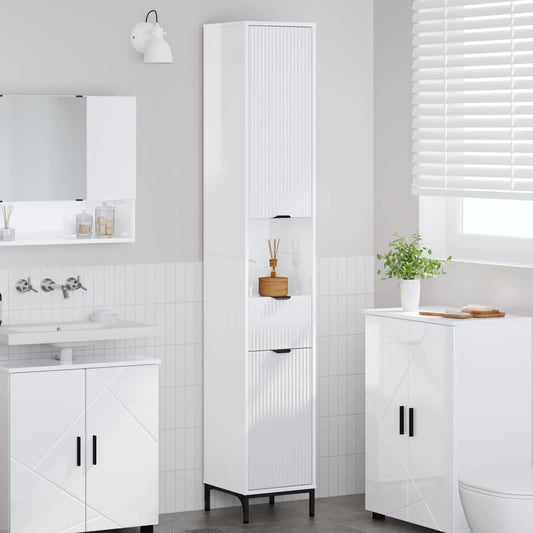 Mobile da Bagno Bianco Lucido 31,5 x 33 x 190 cm | homemem39