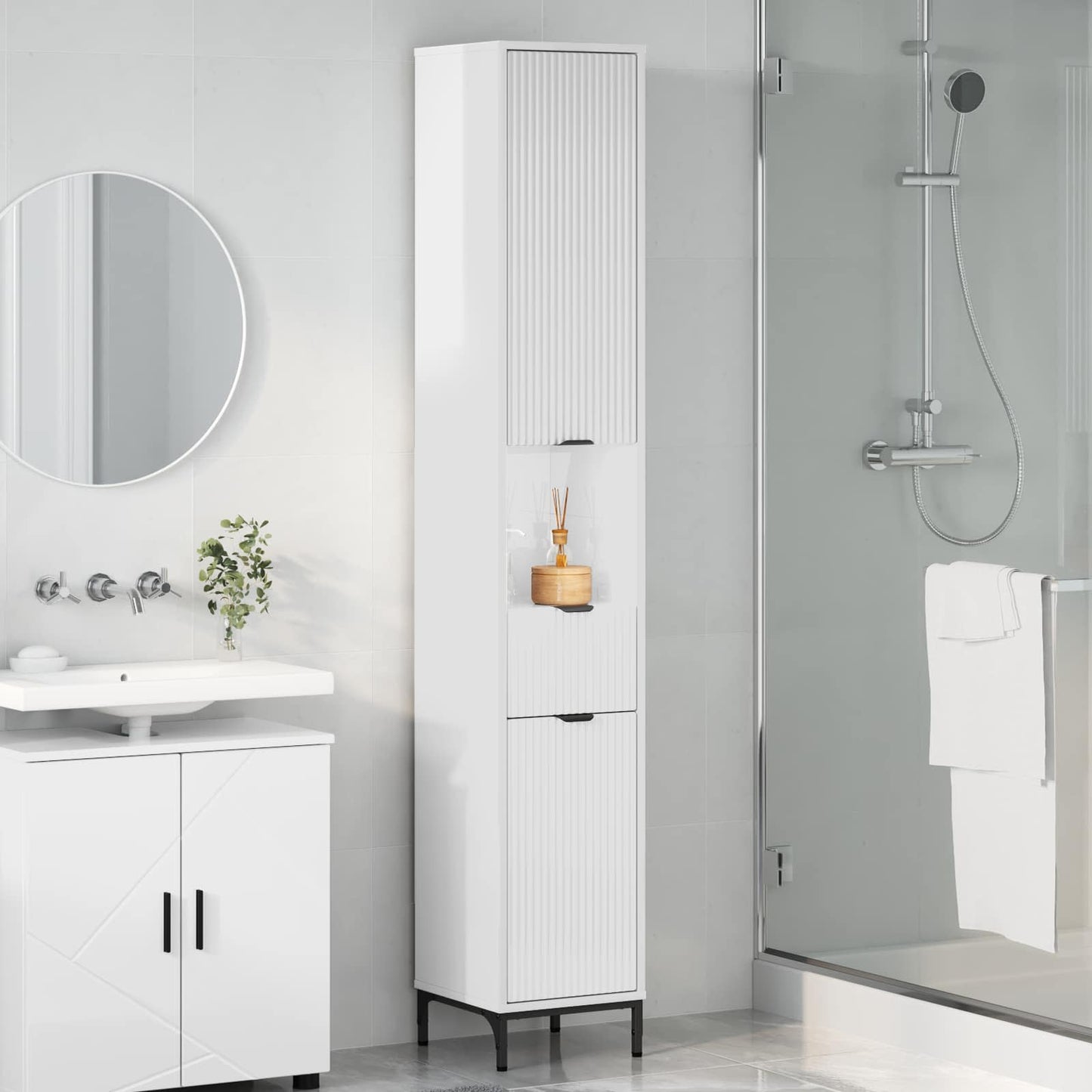 Mobile da Bagno Bianco Lucido 31,5 x 33 x 190 cm | homemem39