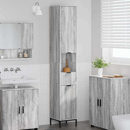 Mobile da Bagno con cassetto Grigio Sonoma 31,5 x 33 x 190 cm | homemem39