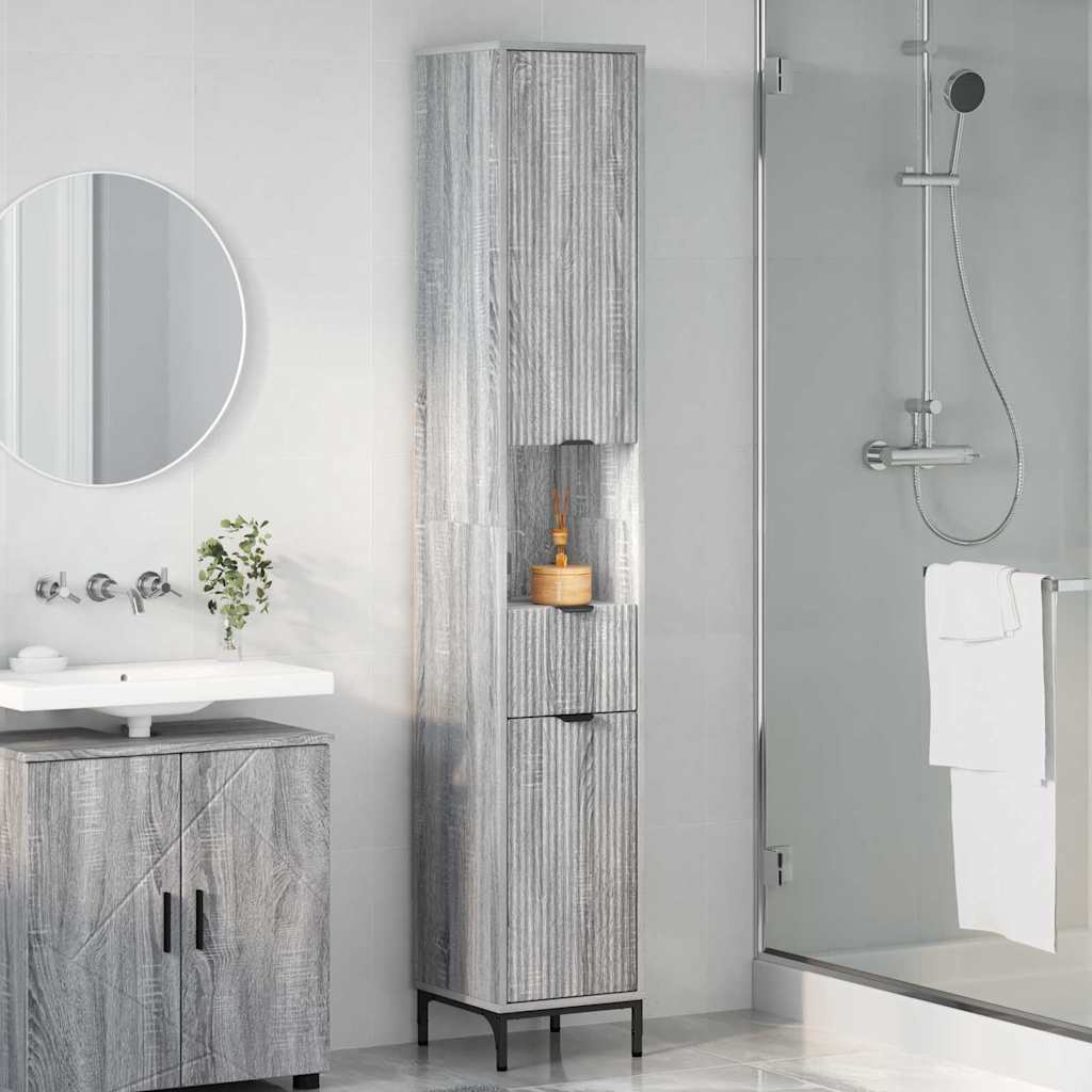 Mobile da Bagno con cassetto Grigio Sonoma 31,5 x 33 x 190 cm | homemem39