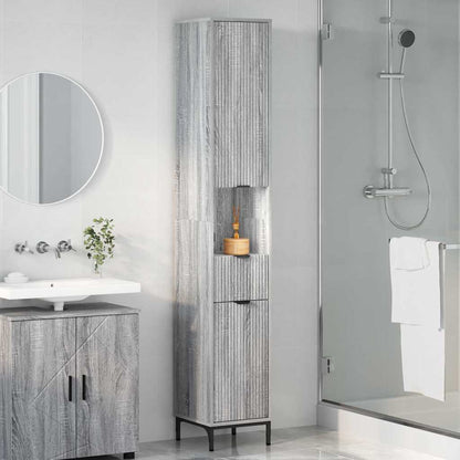 Mobile da Bagno con cassetto Grigio Sonoma 31,5 x 33 x 190 cm | homemem39