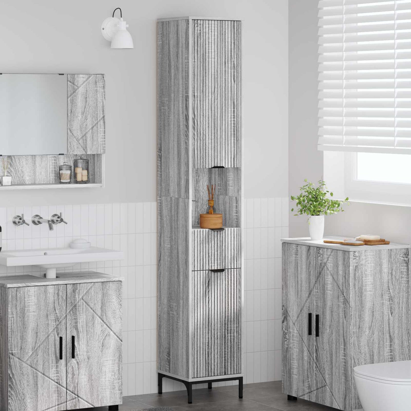 Mobile da Bagno Grigio Sonoma 31,5 x 33 x 190 cm
