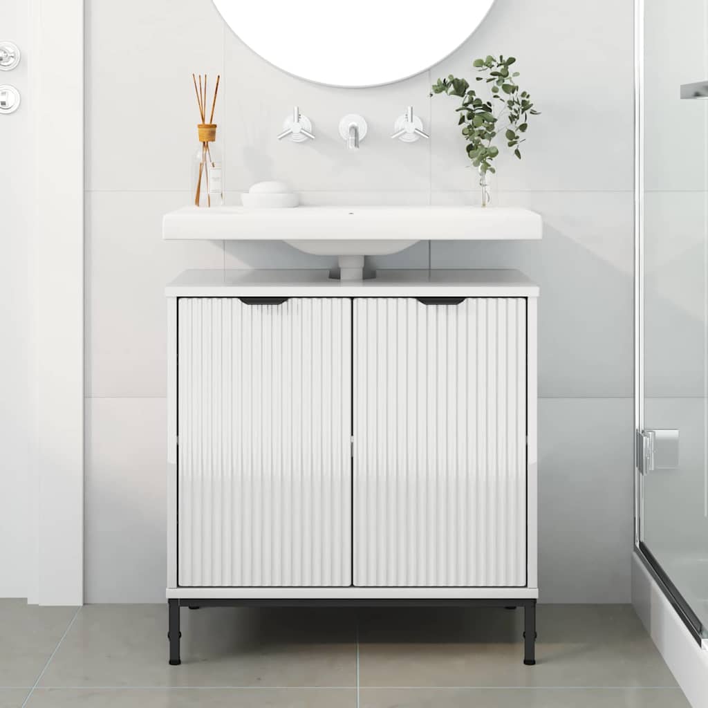 Armadio per Lavabo da Bagno Bianco lucido 60,5 x 33,5 x 61 cm