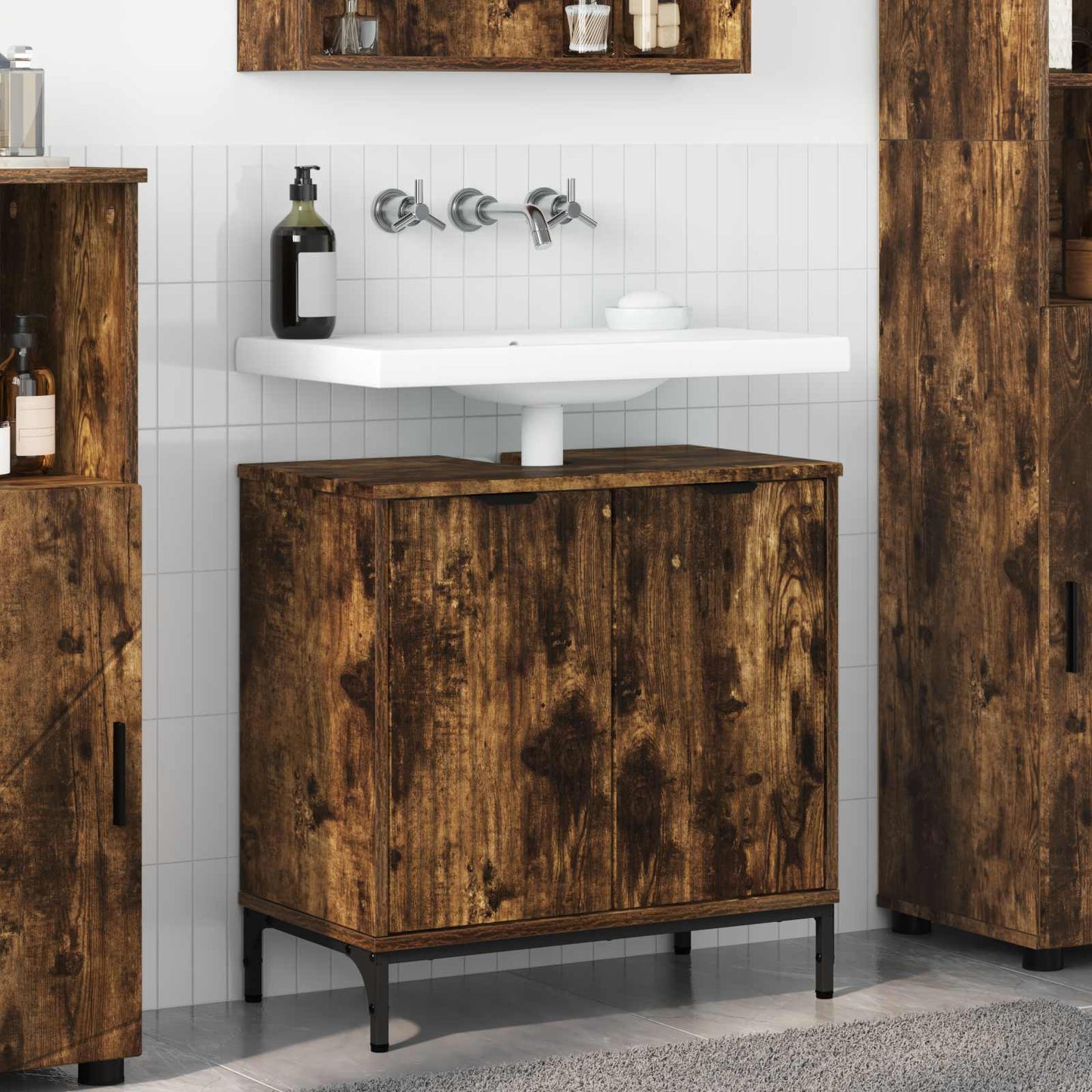 Armadio per Lavabo da Bagno Rovere fumé 60,5 x 33,5 x 61 cm