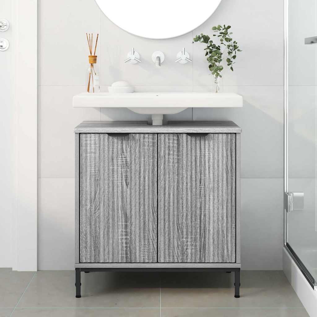 Armadio per Lavabo da Bagno Grigio Sonoma 60,5 x 33,5 x 61 cm | homemem39