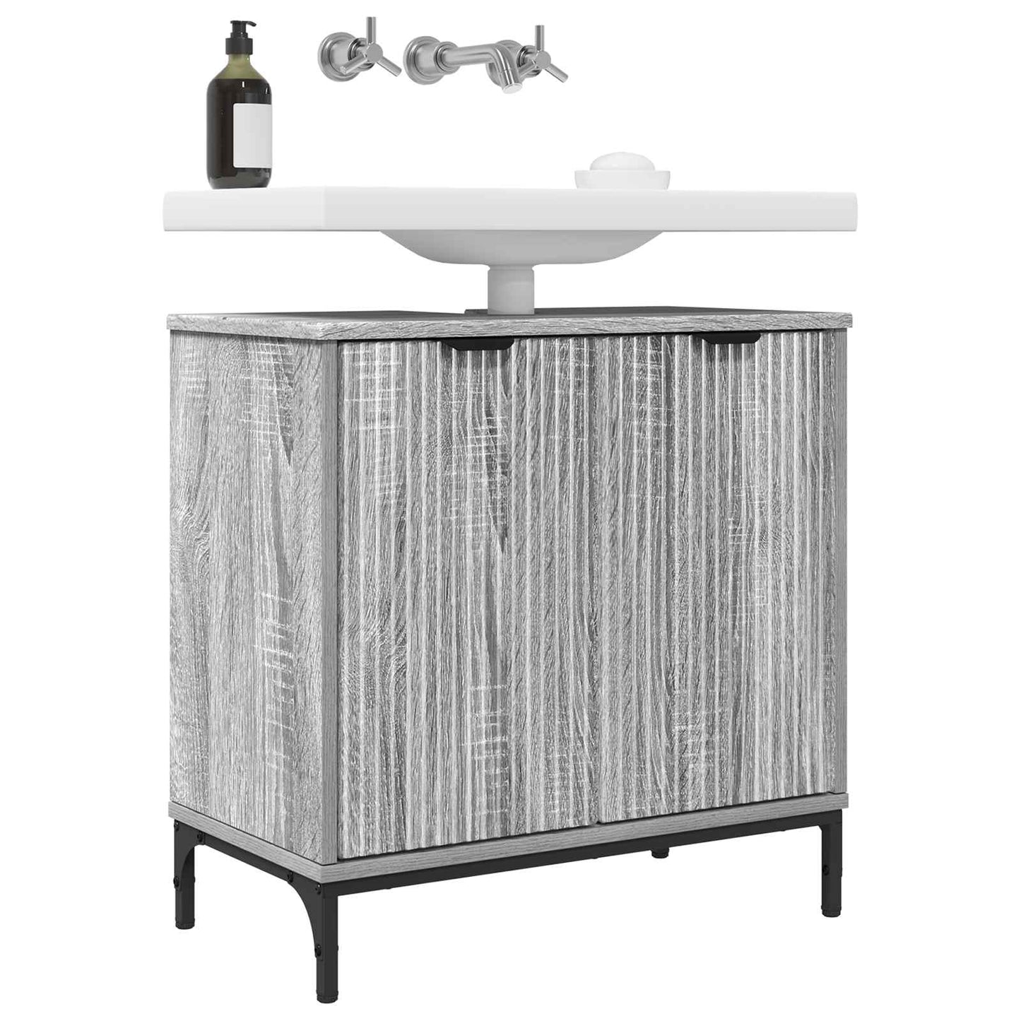 Armadio per Lavabo da Bagno Grigio Sonoma 60,5 x 33,5 x 61 cm