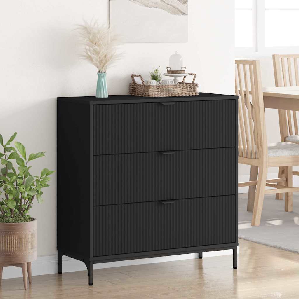 Credenza con cassetto Nero 79,5 x 33 x 82 cm Legno multistrato