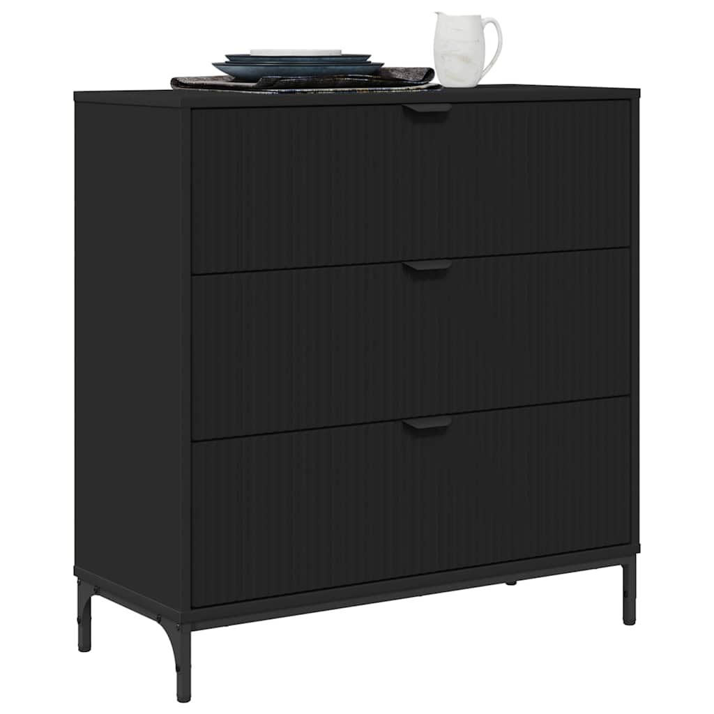 Credenza con cassetto Nero 79,5 x 33 x 82 cm Legno multistrato