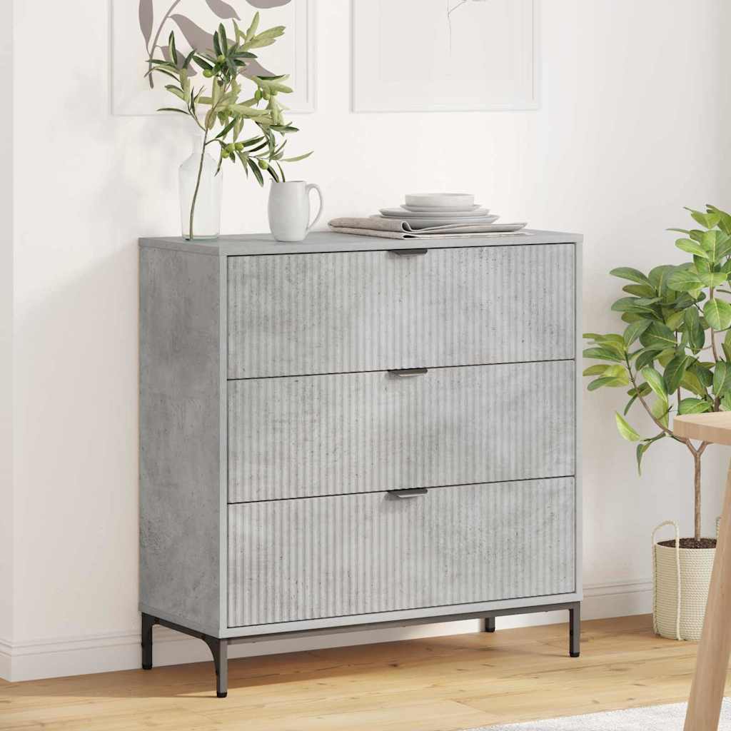 Credenza Grigio cemento 79,5 x 33 x 82 cm Legno multistrato