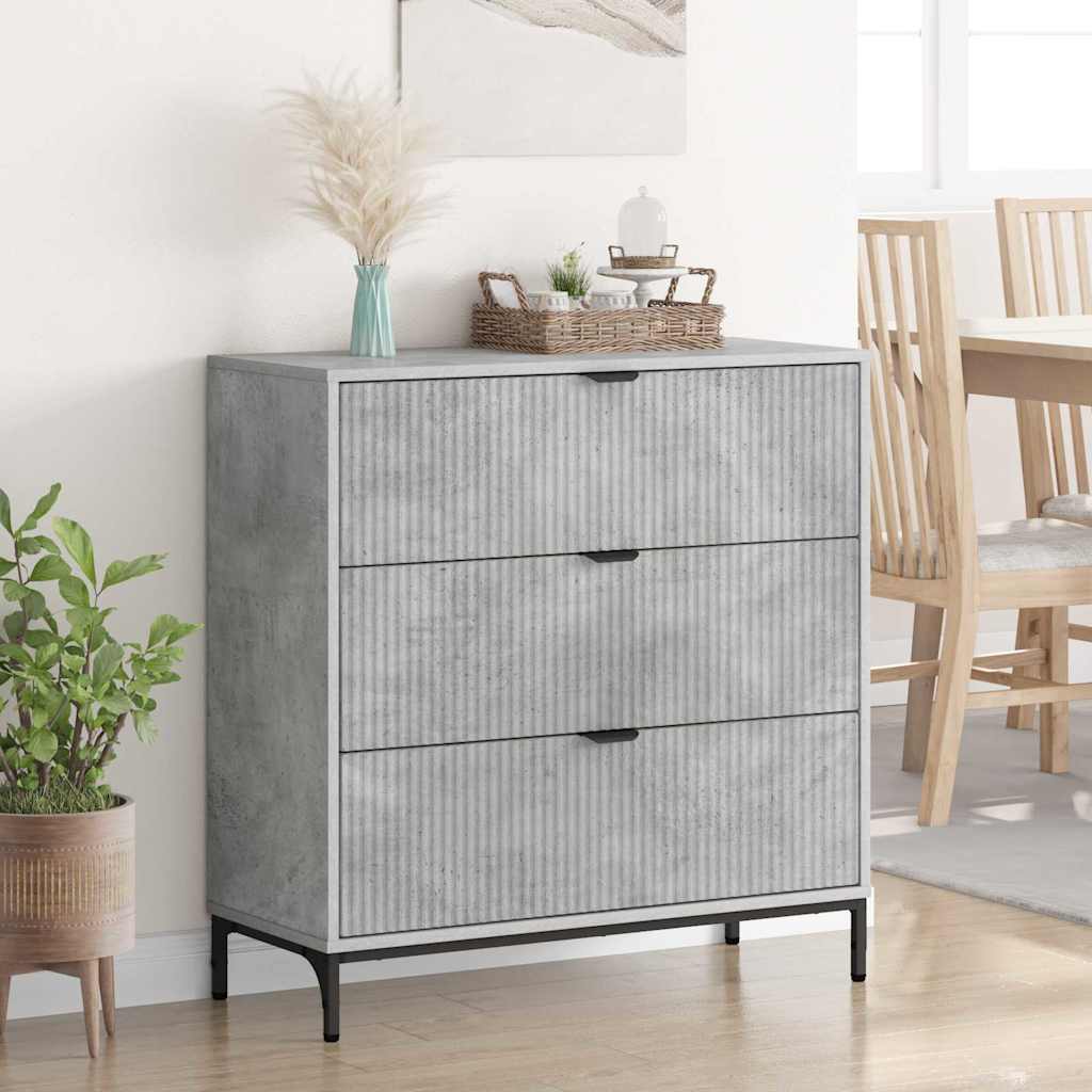 Credenza Grigio cemento 79,5 x 33 x 82 cm Legno multistrato