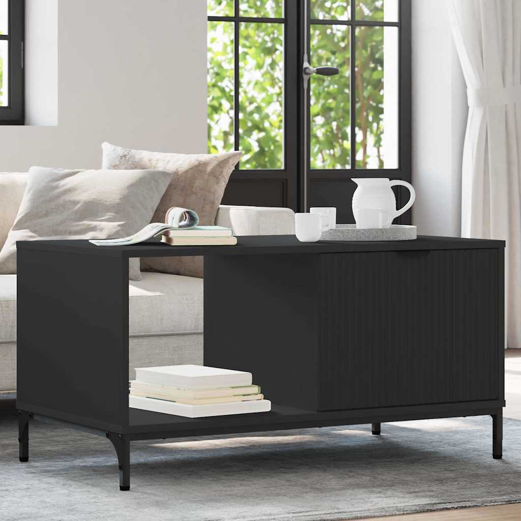 Tavolino da salotto con cassetto Rovere Nero 90 x 49 x 46 cm | homemem39