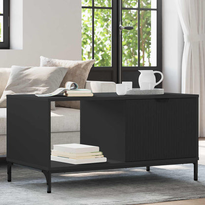 Tavolino da salotto con cassetto Rovere Nero 90 x 49 x 46 cm