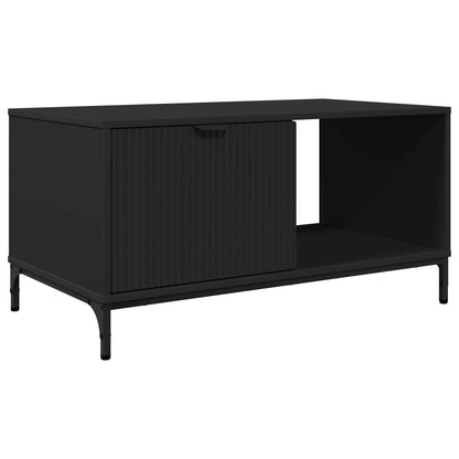 Tavolino da salotto con cassetto Rovere Nero 90 x 49 x 46 cm