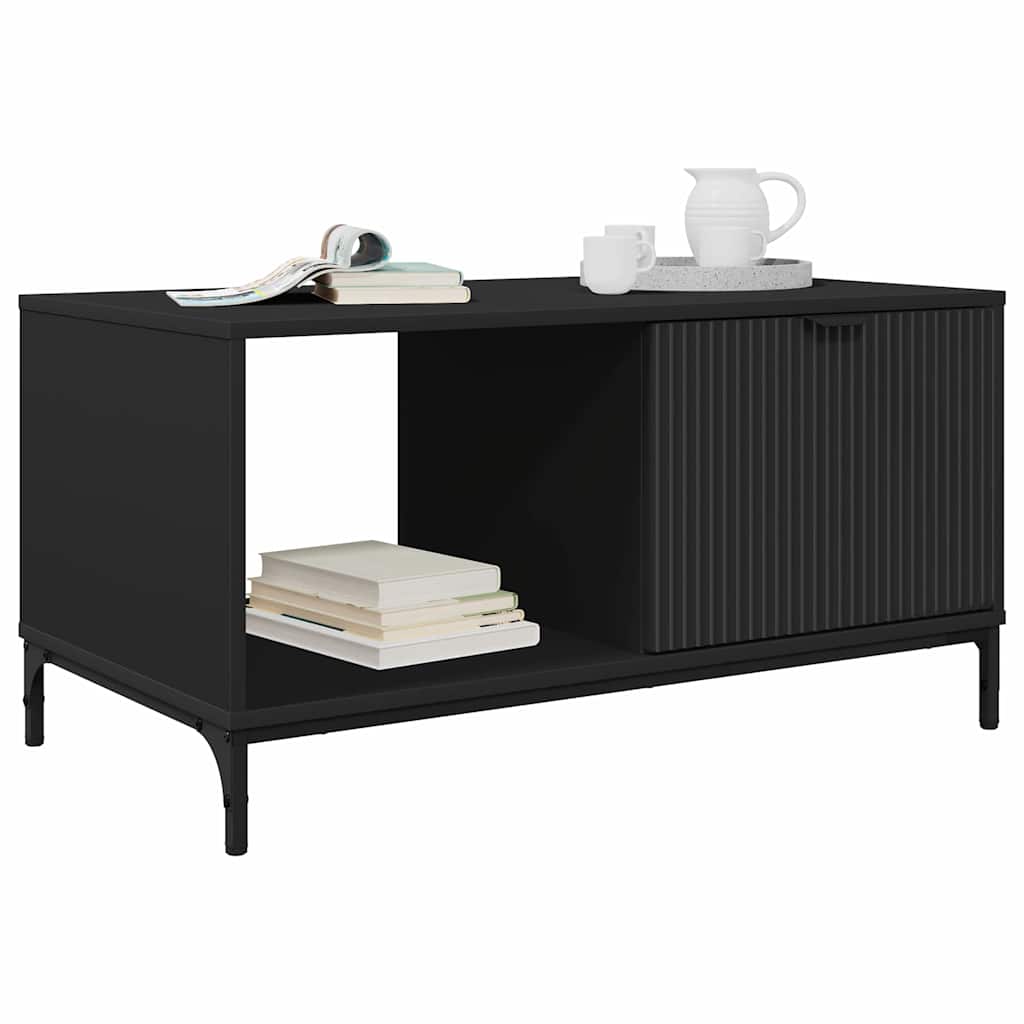 Tavolino da salotto con cassetto Rovere Nero 90 x 49 x 46 cm | homemem39