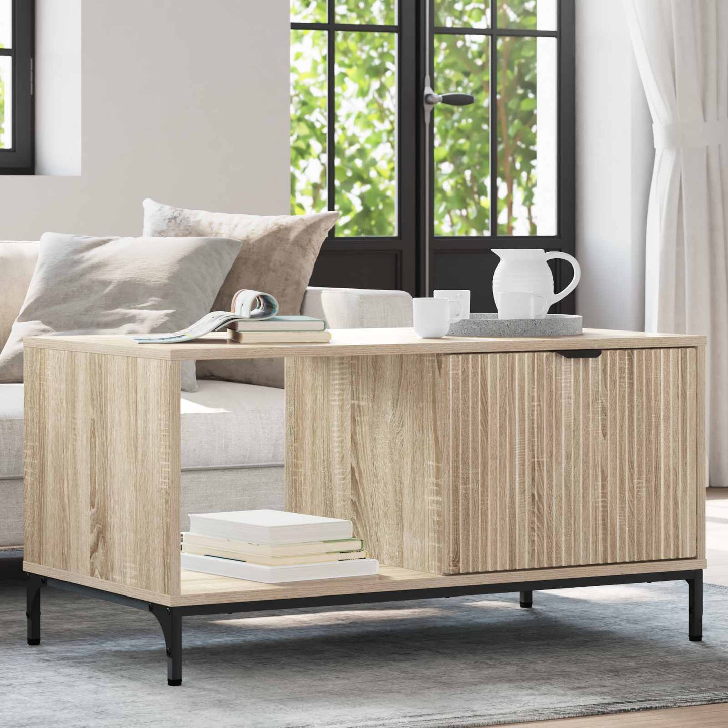 Tavolino da salotto con cassetto Rovere Sonoma 90 x 49 x 46 cm