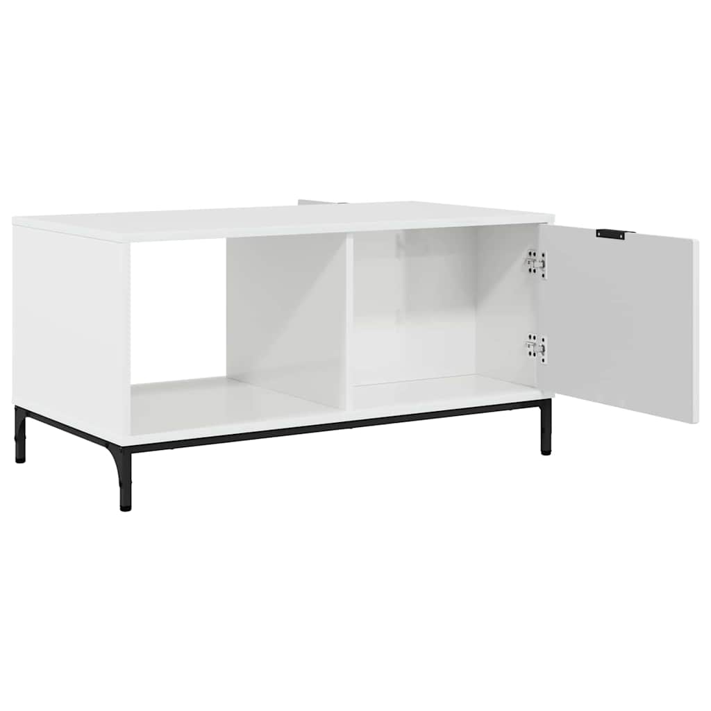 Tavolino da salotto con cassetto Bianco Lucido 90 x 49 x 46 cm | homemem39